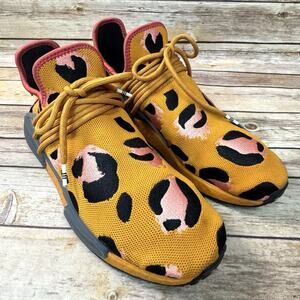 Adidas Mens Orange Black Pharrell NMD Human Race Animal Print Sneakers 10